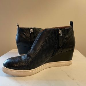 Paolo Shoes Linea Paolo Black Leather Wedge Sneaker